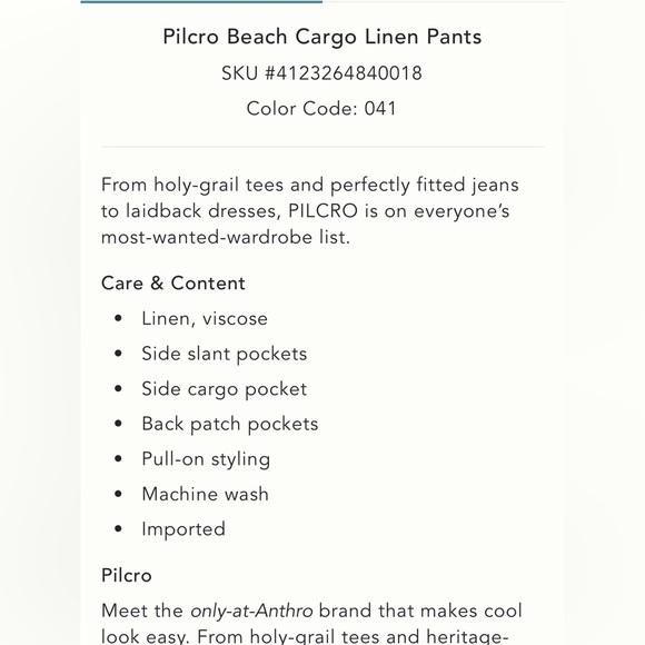 Anthropologie Pilcro Linen Pants, Navy, Size XL - Picture 5 of 6